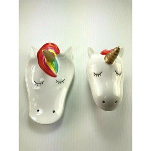 CUPCAKES & CARTWHEELS BE MAGICAL CERAMIC UNICORN TRINKET HOLDER SET NEW IN BOX